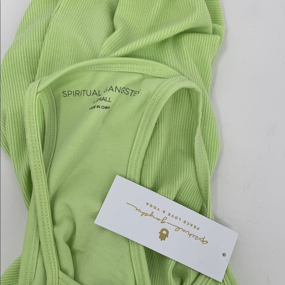 Spiritual Gangster Remi ribbed knit mini dress racerback shelf bra green new XS - Picture 5 of 5